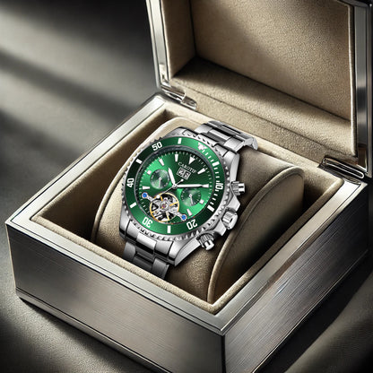 hot-selling fully automatic mechanical watch for men fashionable business hollow multi-function watch waterproof luminous