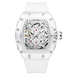 K-2015A Waterproof Plastic Transparent Mechanical Watch High Quality Skeleton Gear Design Men's Sports Watch