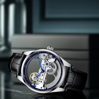 New automatic mechanical watch for men fashion Leather Strap tourbillon hollow watch