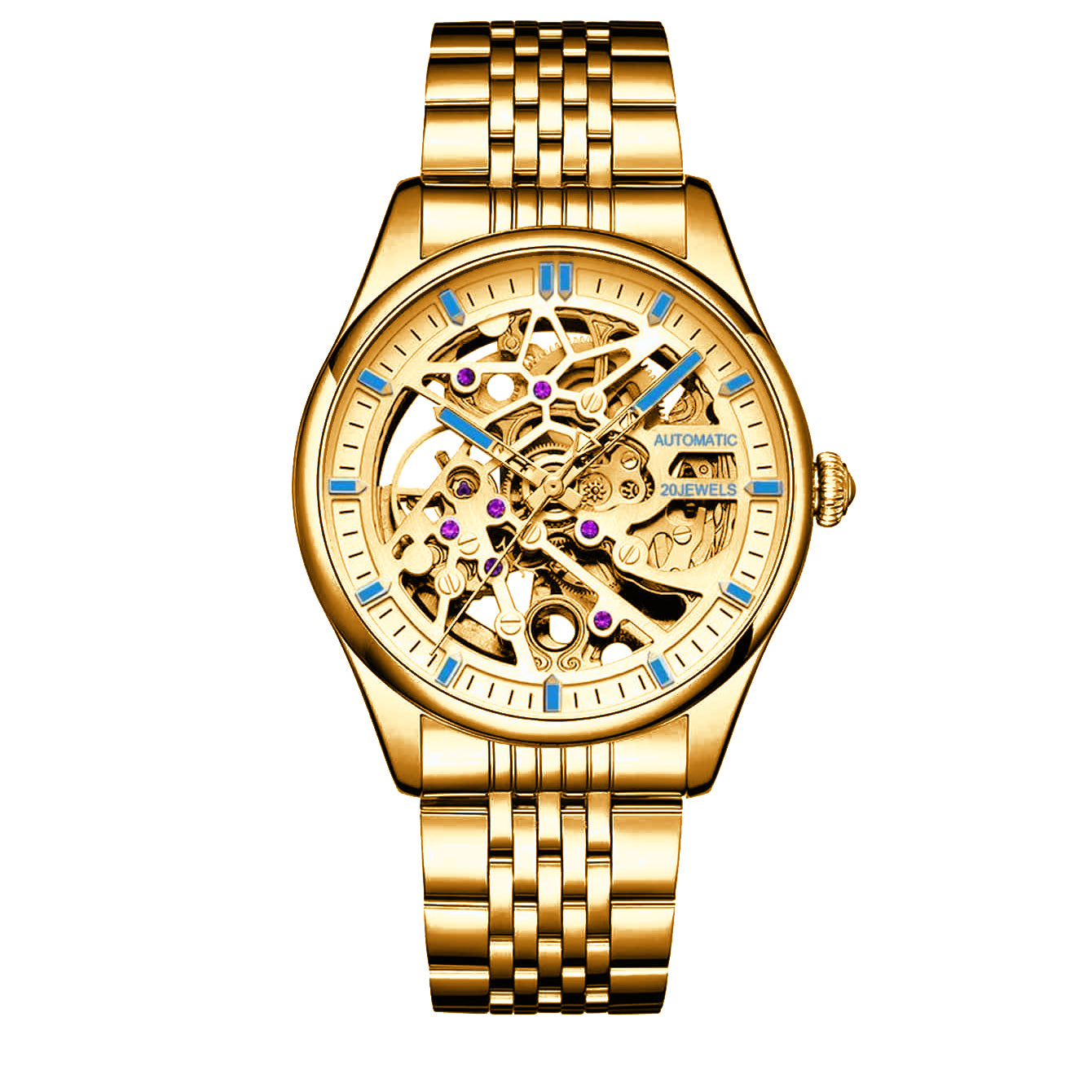 326 New Fashion Men's Black Skeleton Fully Automatic Mechanical Watch