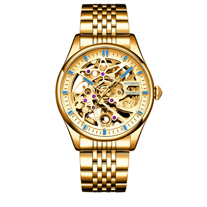 326 New Fashion Men's Black Skeleton Fully Automatic Mechanical Watch