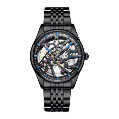326 New Fashion Men's Black Skeleton Fully Automatic Mechanical Watch