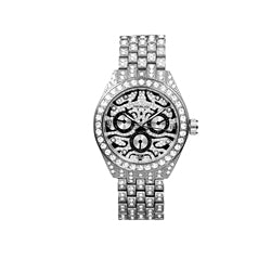 MEIRUIQI new silver diamond three-eye tiger dial fashion men's quartz watch