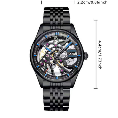 326 New Fashion Men's Black Skeleton Fully Automatic Mechanical Watch