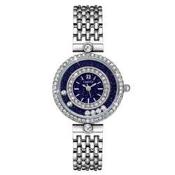 Luxury Diamond Studded Fashion Women's Quartz Watch Starry Sky Dial Active Diamond Steel Band Waterproof Watch