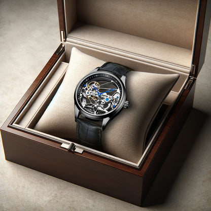 New Fashion Men's Watch Hollow Movement Leather Strap Fully Automatic Mechanical Watch