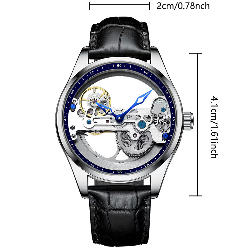 New automatic mechanical watch for men fashion Leather Strap tourbillon hollow watch