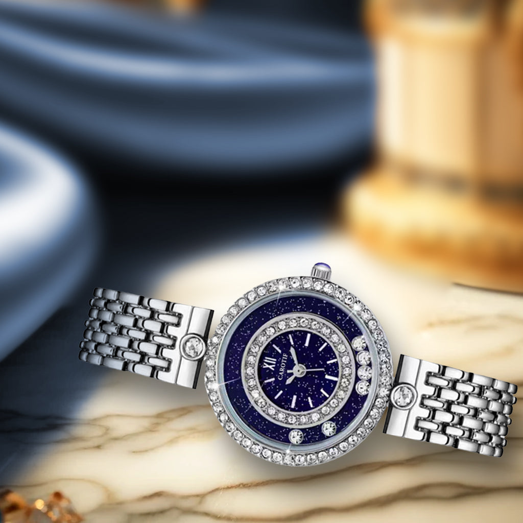 Luxury Diamond Studded Fashion Women's Quartz Watch Starry Sky Dial Active Diamond Steel Band Waterproof Watch