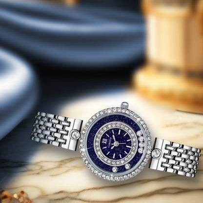 Luxury Diamond Studded Fashion Women's Quartz Watch Starry Sky Dial Active Diamond Steel Band Waterproof Watch