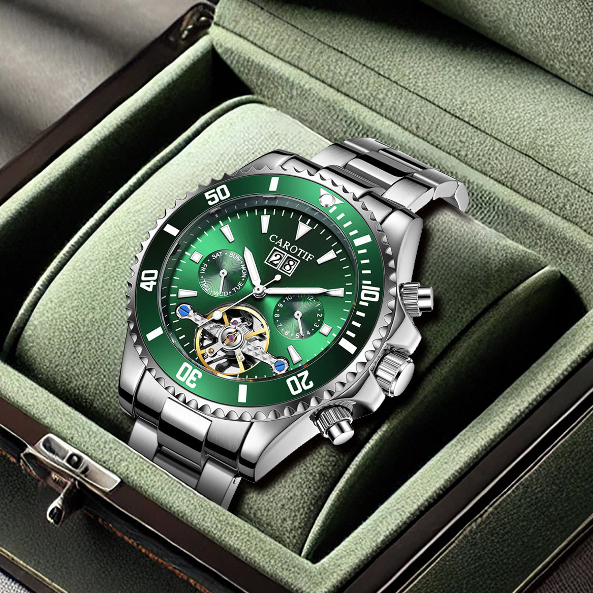 hot-selling fully automatic mechanical watch for men fashionable business hollow multi-function watch waterproof luminous
