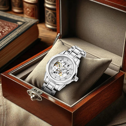 New men's watch with fashionable style, high-end trend, high aesthetic value, novel and simple wormhole hollow mechanical watch