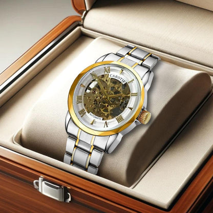 New men's watch with fashionable style, high-end trend, high aesthetic value, novel and simple wormhole hollow mechanical watch