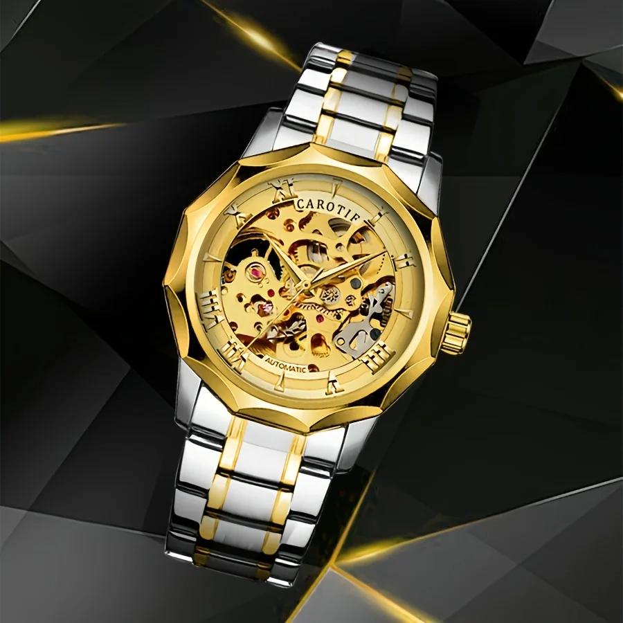 New men's watch with fashionable style, high-end trend, high aesthetic value, novel and simple wormhole hollow mechanical watch