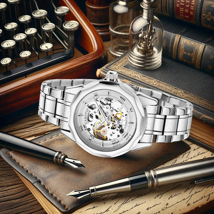 New men's watch with fashionable style, high-end trend, high aesthetic value, novel and simple wormhole hollow mechanical watch