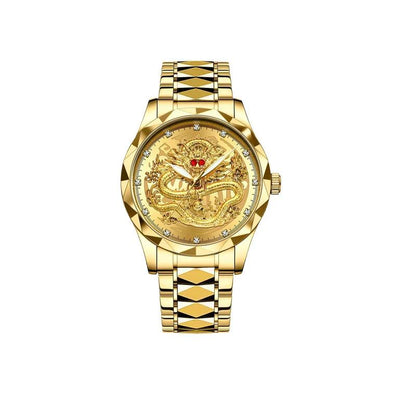 K-1826B New Luxury Golden Dragon Watch Business Men's Quartz Watches Fashion Waterproof Wristwatch Stainless Steel