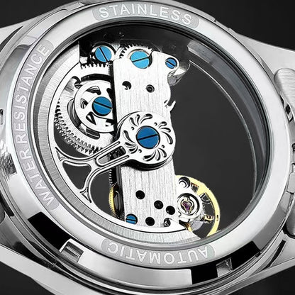 New automatic mechanical watch for men fashion Leather Strap tourbillon hollow watch