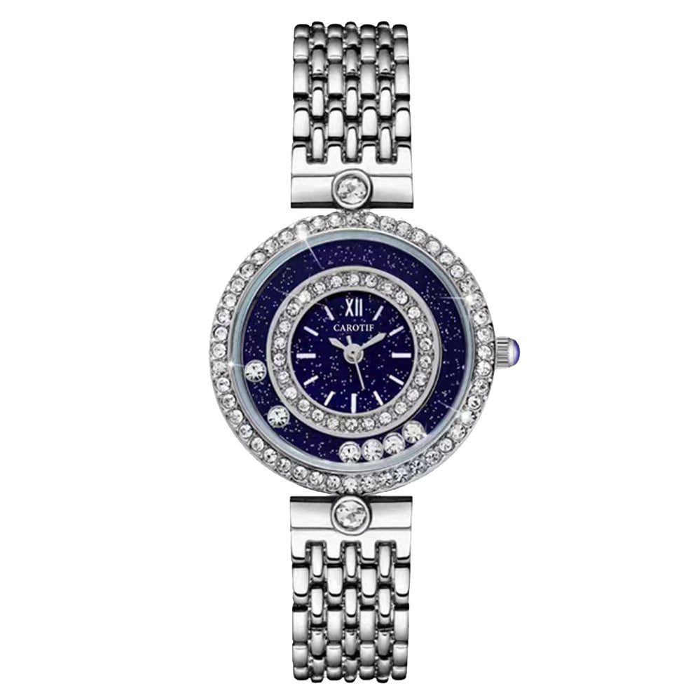 Luxury Diamond Studded Fashion Women's Quartz Watch Starry Sky Dial Active Diamond Steel Band Waterproof Watch