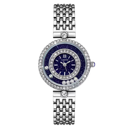 Luxury Diamond Studded Fashion Women's Quartz Watch Starry Sky Dial Active Diamond Steel Band Waterproof Watch