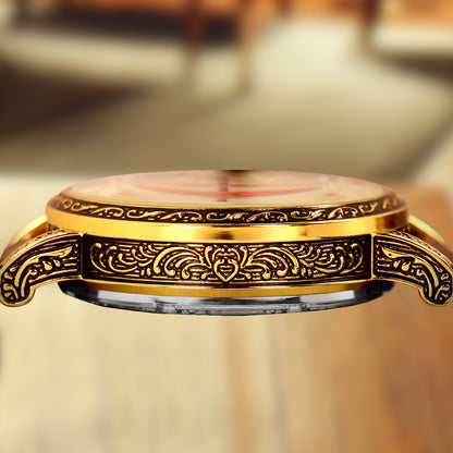 Luxury gold retro carved automatic mechanical watch for men fashion red diamond skeleton dial tourbillon watch