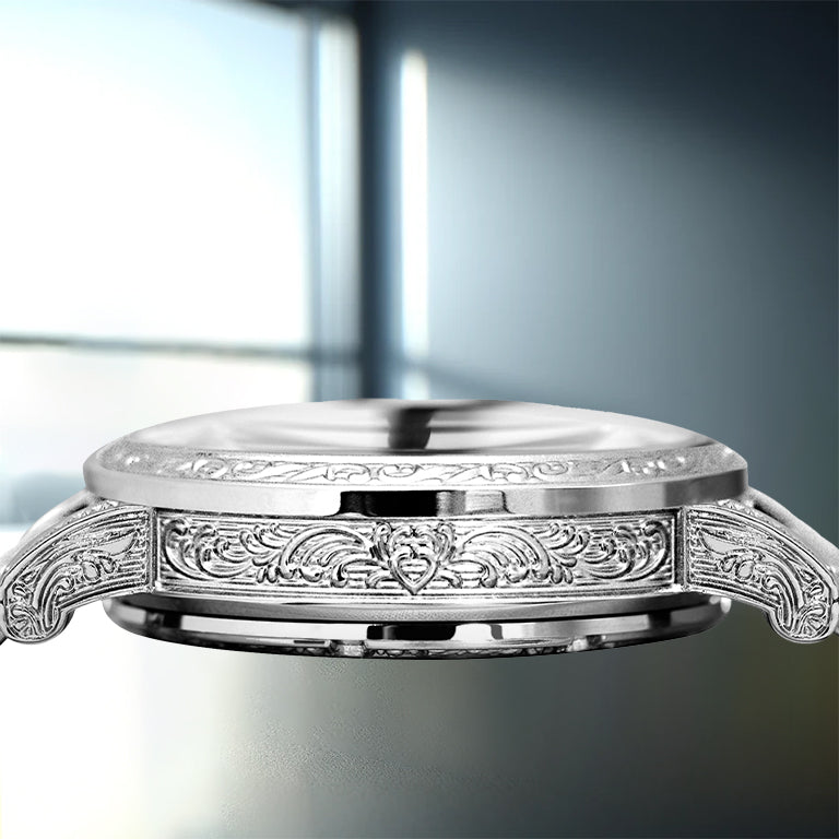 8625 New Luxury Men's Silver Stainless Steel Strap Carved Diamond Skeleton Fully Automatic Mechanical Watch