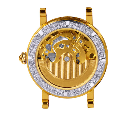 Luxury gold retro carved automatic mechanical watch for men fashion red diamond skeleton dial tourbillon watch