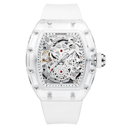 K-2015A Waterproof Plastic Transparent Mechanical Watch High Quality Skeleton Gear Design Men's Sports Watch